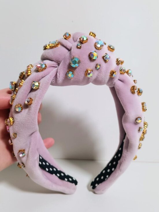 Embellished Crystal Knotted Velvet Headband Lavender Like Lele Sadoughi main image 5